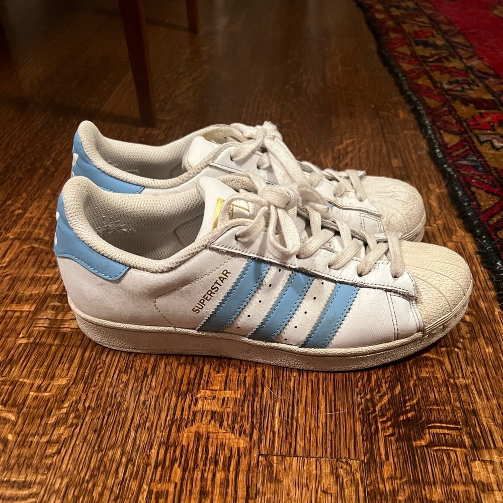 Blue and white Superstar Adidas